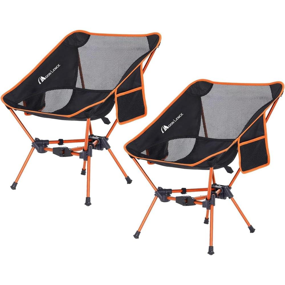 image:imageMOON LENCE 2 Pack Portable Camping Chairs Backpacking Chair The 4th Generation Ultralight Folding Chair Compact Lightweight Foldable Chairs for Hiking Mountaineering BeachOrange2pack