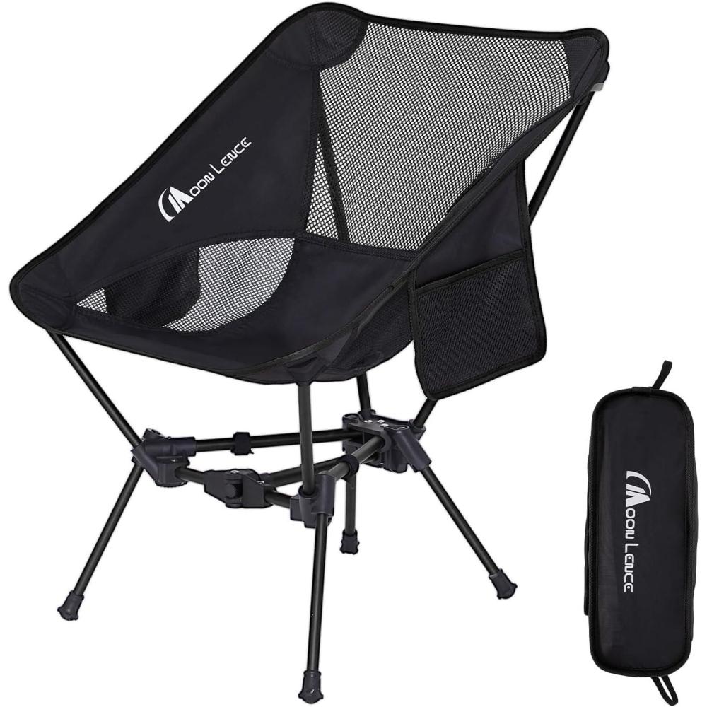 image:imageMOON LENCE 2 Pack Portable Camping Chairs Backpacking Chair The 4th Generation Ultralight Folding Chair Compact Lightweight Foldable Chairs for Hiking Mountaineering BeachBlack