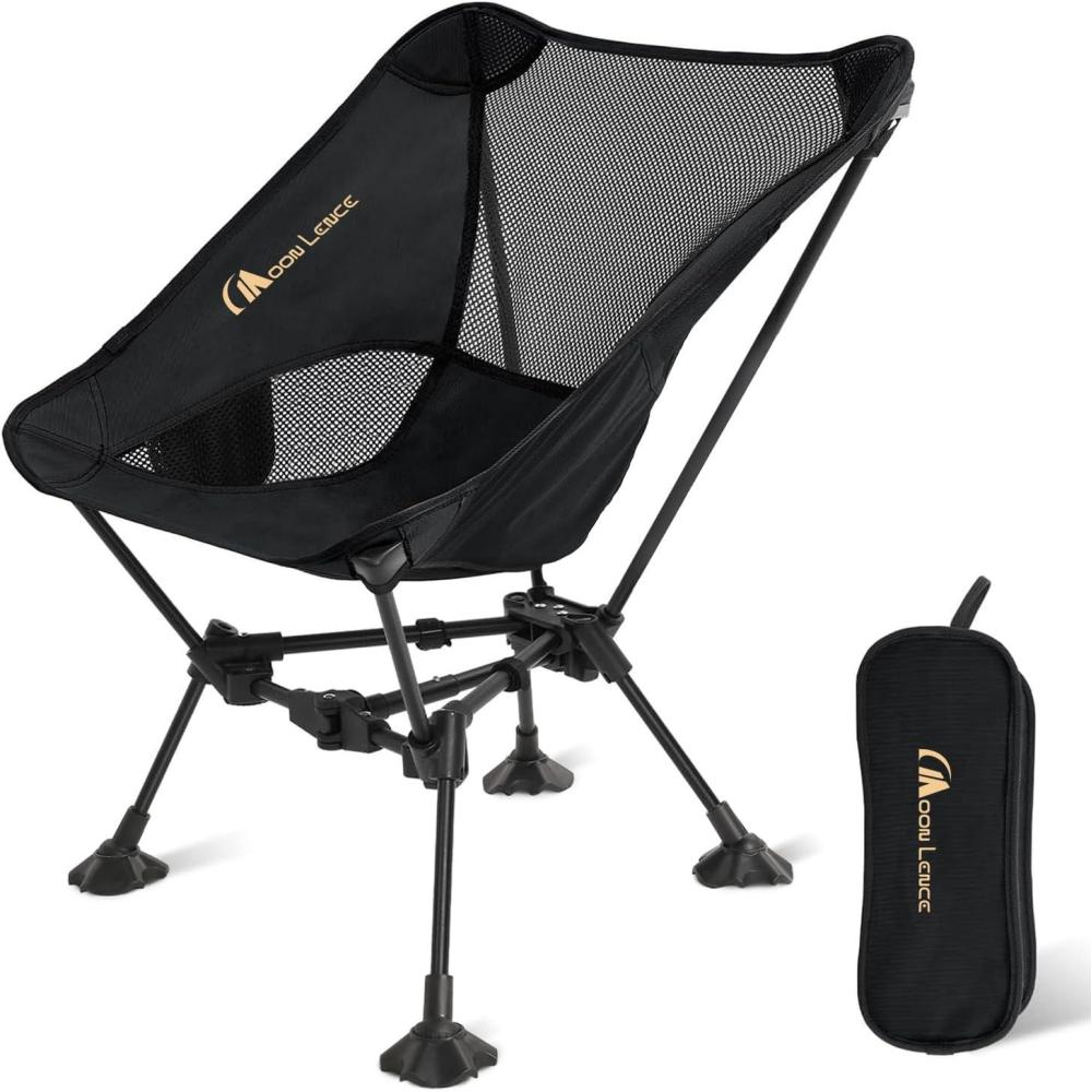 image:imageMOON LENCE 2 Pack Portable Camping Chairs Backpacking Chair The 4th Generation Ultralight Folding Chair Compact Lightweight Foldable Chairs for Hiking Mountaineering BeachBlackwith Feet