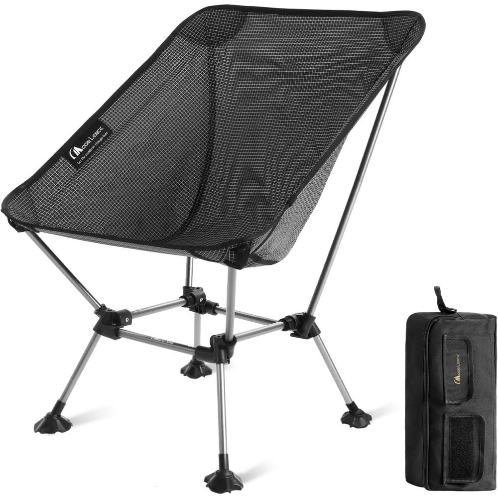 image:imageMOON LENCE High Back Folding Camping Chairs HeightAdjustable Widened Seat for Beach with AntiSinking FeetOnyxplus