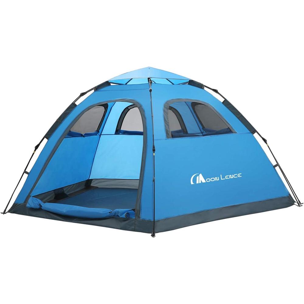 image:imageMOON LENCE Pop Up Camping Tent 34 Person Automatic Instant Tent Portable Windproof for Backyard Car Camping Family TripsBlue