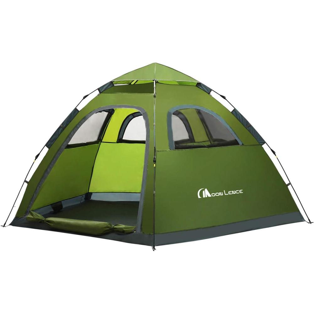 image:imageMOON LENCE Pop Up Camping Tent 34 Person Automatic Instant Tent Portable Windproof for Backyard Car Camping Family TripsGreen