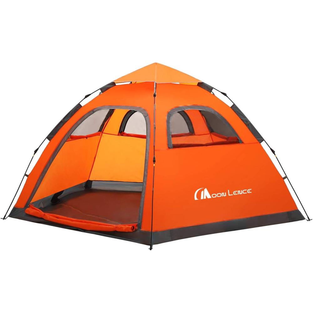 image:imageMOON LENCE Pop Up Camping Tent 34 Person Automatic Instant Tent Portable Windproof for Backyard Car Camping Family TripsOrange