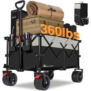 image:imageMOON LENCE Collapsible Foldable Wagon Cart 220L Large Weight Capacity Folding Utility Wagon with AllTerrain Big Wheels Utility Cart Wagon for Garden Grocery Shopping Camping Beach Picnics