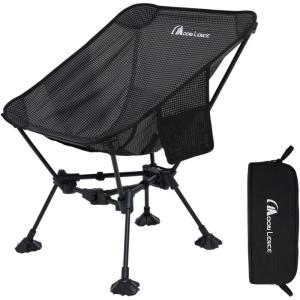 image:imageMOON LENCE High Back Folding Camping Chair 330lbs Portable Compact Chair with Wide Seat amp Ergonomic Back Support BlackBlackliteterragridfeet Pad