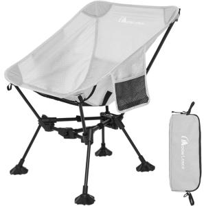 image:imageMOON LENCE High Back Folding Camping Chair 330lbs Portable Compact Chair with Wide Seat amp Ergonomic Back Support BlackGreyliteterragridfeet Pad