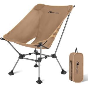 image:imageMOON LENCE High Back Folding Camping Chairs HeightAdjustable Widened Seat for Beach with AntiSinking FeetKhakiplus