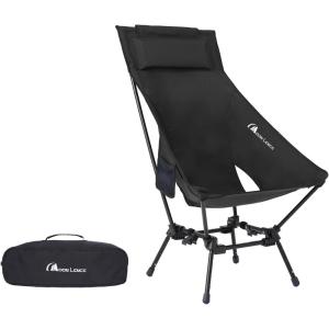 image:imageMOON LENCE High Back Folding Camping Chairs HeightAdjustable Widened Seat for Beach with AntiSinking FeetNew Black 1 Pack