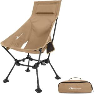 image:imageMOON LENCE High Back Folding Camping Chairs HeightAdjustable Widened Seat for Beach with AntiSinking FeetNew Khaki With Feet 1 Pack