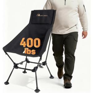 image:imageMOON LENCE Oversized High Back Camping Chair for Adults Height Adjustable Folding Camp Chair  400 lbs Capacity amp 54 lbs Weight Hidden Pillow Pocket Wide Seat for Camping Fishing Overlanding BlackBlack