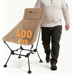 image:imageMOON LENCE Oversized High Back Camping Chair for Adults Height Adjustable Folding Camp Chair  400 lbs Capacity amp 54 lbs Weight Hidden Pillow Pocket Wide Seat for Camping Fishing Overlanding BlackBrown