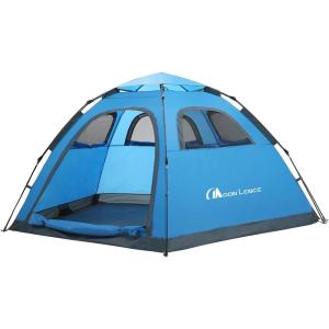 image:imageMOON LENCE Pop Up Camping Tent 34 Person Automatic Instant Tent Portable Windproof for Backyard Car Camping Family TripsBlue