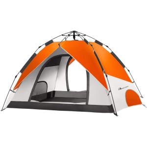 image:imageMOON LENCE Pop Up Tent 34 Person 60s Instant Setup Camping Tent with 2 Doors WaterResistant amp Windproof Dome Tent for Car Camping Backyard TravelingOrange