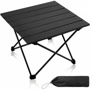 image:imageMOON LENCE Ultralight Folding Camping Table CompactPortbale with Carry Bag for Outdoor Cooking Picnic Camp Boat Travel Black  SPure Black