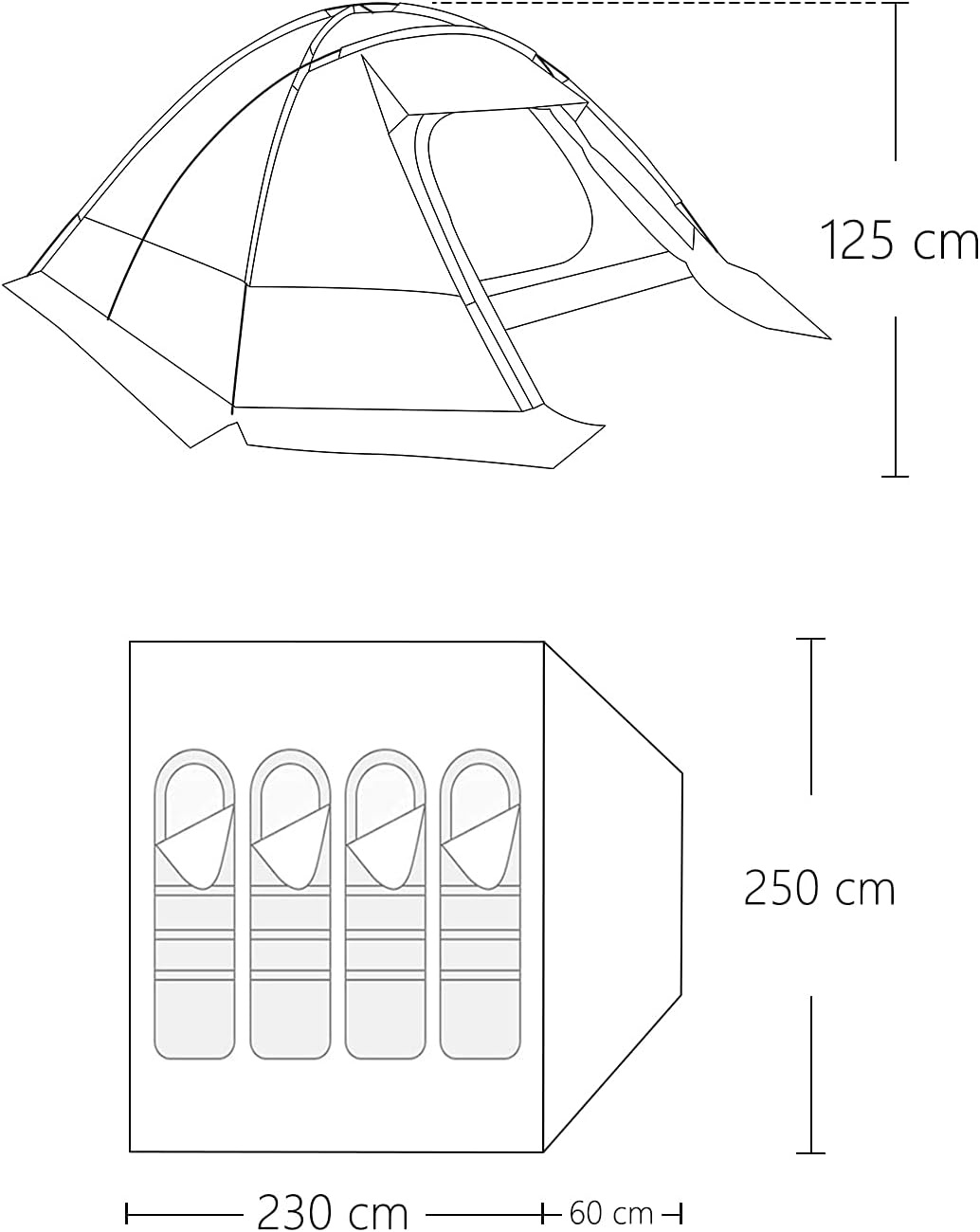 image:imageMoon Lence 4 Person Tent Waterproof PU2000mm Camping Tent Lightweight Family Camping Tent Double Layer Easy Set Up Tent for Camping Hiking Picnic Travelling