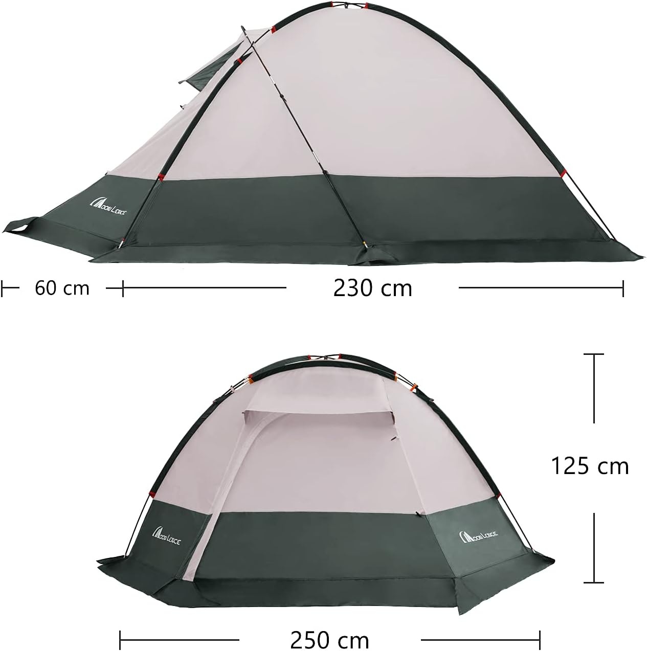 image:imageMoon Lence 4 Person Tent Waterproof PU2000mm Camping Tent Lightweight Family Camping Tent Double Layer Easy Set Up Tent for Camping Hiking Picnic Travelling