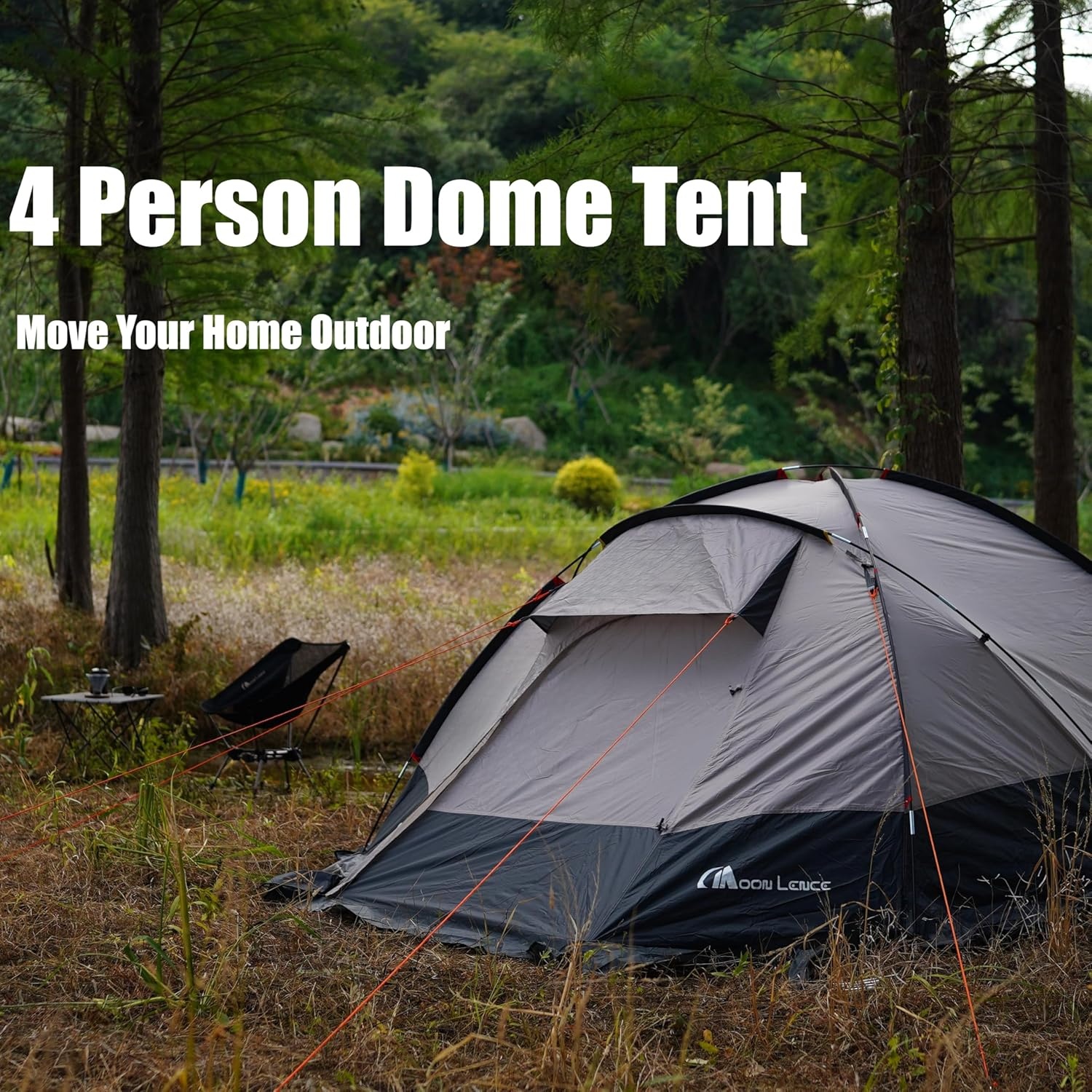 image:imageMoon Lence 4 Person Tent Waterproof PU2000mm Camping Tent Lightweight Family Camping Tent Double Layer Easy Set Up Tent for Camping Hiking Picnic Travelling