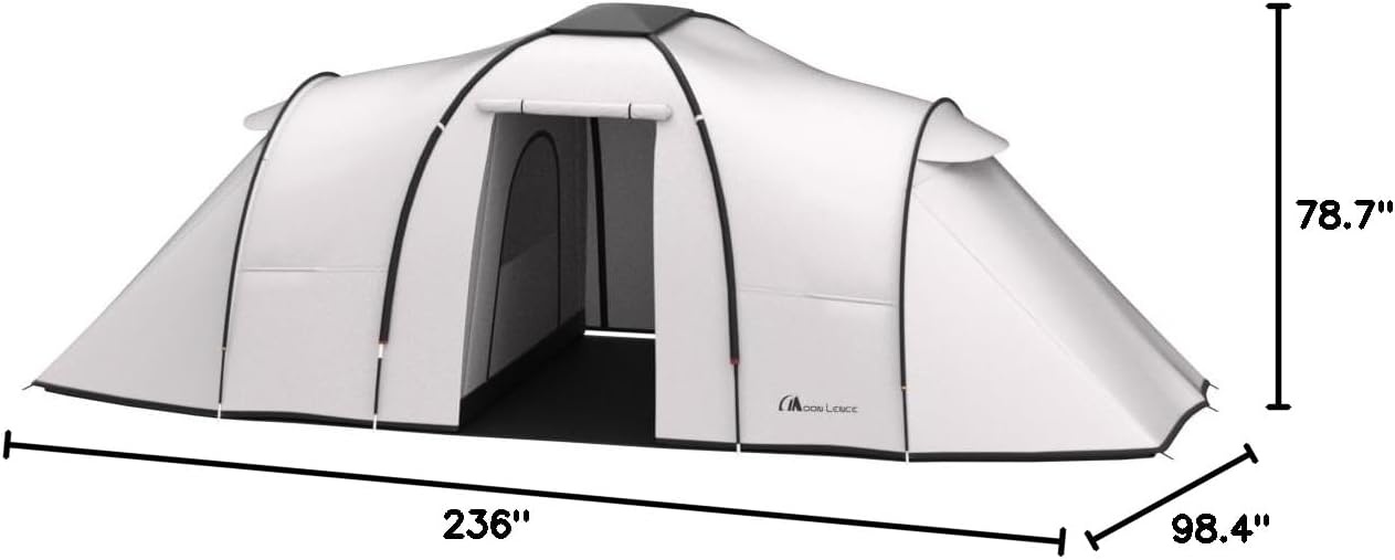 image:imageMoon Lence 8 Person Tent Family Camping Tent Waterproof Windproof with Divided Curtain for Separated 2 Rooms and Double Layer Portable with Carry Bag Outdoor