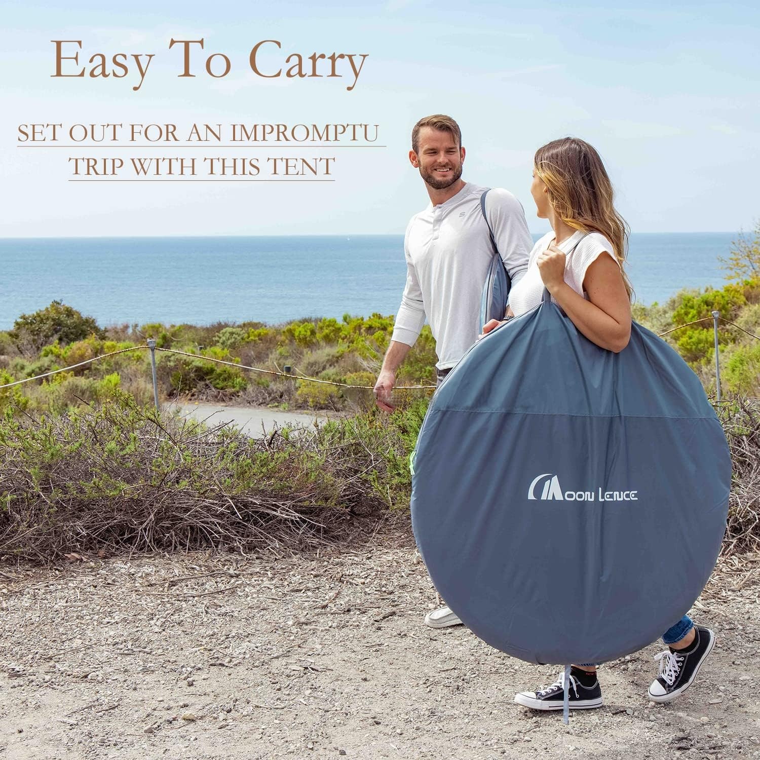 image:imageMoon Lence Pop up Tent Instant Tent 2 3 4 Person Camping Tent Waterproof Tent for Family Easy Setup with 3 Mesh Windows and 2 Big Doors