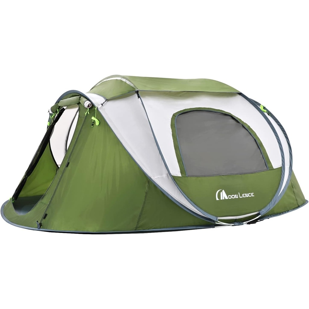 image:imageMoon Lence Pop up Tent Instant Tent 2 3 4 Person Camping Tent Waterproof Tent for Family Easy Setup with 3 Mesh Windows and 2 Big Doors